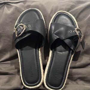 Torrid Black Sandals with Silver Buckle
